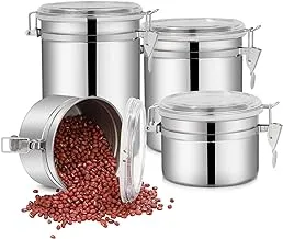 Storage Jars Stainless Steel 4 Storage Containers Food Storage Containers Stainless Steel Airtight Storage Container Metal Tin with Airtight Lid for Storing Flour Sugar Cereal Coffee Tea