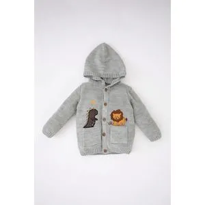 Defacto Babyboy Tricot Regular Fit Hooded Long Sleeve Cardigan