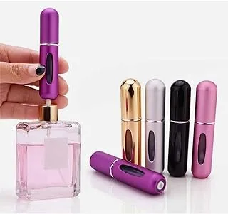 4 Pack Portable Mini Refillable Perfume Empty Spray Bottle Mini Atomizer Bottom Refill Pump Case for Traveling Outgoing Purse, Multicolored, 5ML