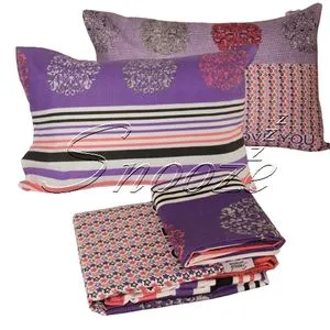 Snooze Flat Bed Sheet -Purple Love Stares  220*240 Cm + Free 2 Pillowcases