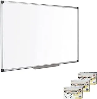 240x120 Metal Frame Magnetic Whiteboard +3 Packs (Red,Blue and Black) Of Roto 501 Whiteboard Marker