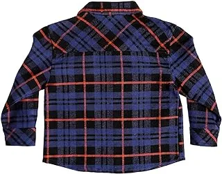 lovely land Baby Boys Tartan Classic Neck Buttoned Shirt, Navy Blue & Orange Button Down Shirt