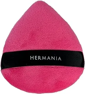 Hermania 1 Piece Triangle Velour Powder Puff for Concealer and Loose Powder Face Cosmetic Washable Reusable Soft Plush Foundation Sponge Wet Dry Velvet Makeup Tool (Large Rose Red)