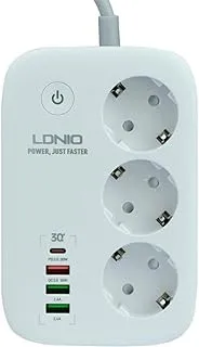 Ldnio SEW3452 WI-FI Smart Power Strip With 3 Ways Power Socket PD Port, USB Port, 3 EU Switches Extension, 2500 Watt Power - White