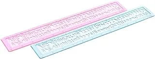 Elmaayergy YC8081 set Of 2 Pieces Of Plastic Ruler With Alphabet Shapes 30CM With Durable Material, Suitable For School And Home