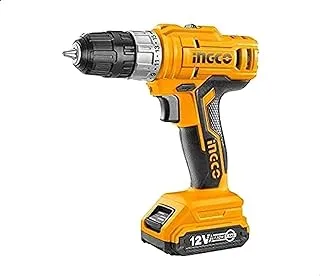 Ingco CDLI1222 Cordless Drill with Bag and Interchangeable Lithium-Ion Battery -12 Volts