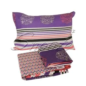 Snooze Flat Bed Sheet -Purple Love Stares 180*230 Cm + Free Pillowcase