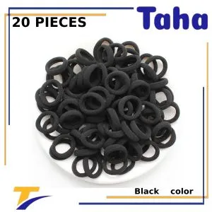 Taha Offer Small Elastic Hair Ties  Color Black 20 Pieces