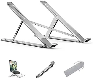 Smilee Laptop Stand Adjustable, Ergonomic Portable and Adjustable Aluminum Laptop Stand for Desk, Cooling Aluminum Ventilated Notebook Riser for MacBook Air, Thinkpad, Tablet and iPad (Grey)