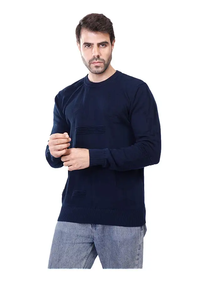 Coup Coup Regular Fit Jacquard Pullover For Men Color Navy