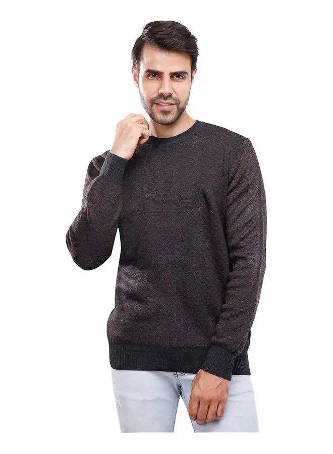 Coup Coup Regular Fit Jacquard Pullover For Men Color Charcoal