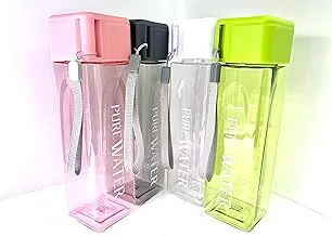 Square Water Bottle 16oz (4 Pack) Pink/Gray/Clear/Green