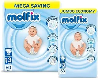 Super Saver Molfix Bundle - Baby Diapers - Midi Size 3-138 Pieces