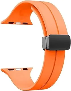 Apple Watch 45mm Band, Magnetic Clasp D-Strap Silicone Replacement Sport Bracelet for Apple Watch 45mm Series 7/8