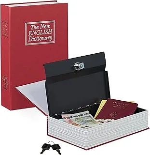 Relaxdays Safe Steel Locking Compartment in Book Shape with 2 Keys, Red, 5.5 x 15.5 x 24 cm