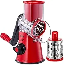 Geedel Rotary Cheese Grater, Kitchen Mandoline Grater with 2 Drum Blades, Easy to Clean Rotary Grater Cheese Shredder for Fruit, Vegetables, Nuts