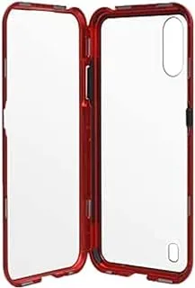 Generic Tempered Glass Strong Magnetic Full Package Protection Case With Metal Frame And Anti Scratch For Samsung Galaxy A01 5.7 Inch - Red Black