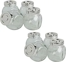 PACK OF 8 GLASS JAR SET DESIGN KITCHEN STORAGE HERBS SPICES SWEETS