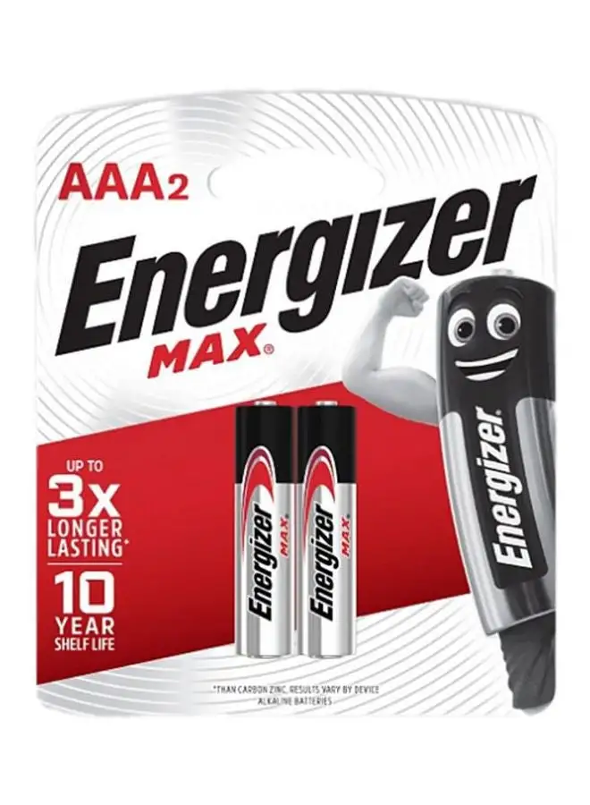 Energizer Energizer Max 1.5V Alkaline batteries - AAA Pack Of 2 Silver/Black/Red