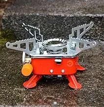 GOKRU Stainless Steel and Iron Outdoor Portable Manual Square-Shaped Gas Butane Burner Camping Picnic Folding Stove with Storage Bag