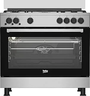 Beko FreeStanding Gas Cooker - 90 cm - 5 burners - Gas Grill - stainless steel - Cooling And Cooking Fan - enamelled holder- Turkey - GGR 15115DX NE