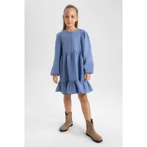 Defacto Girl Regular Fit Long Sleeve Woven Dress...