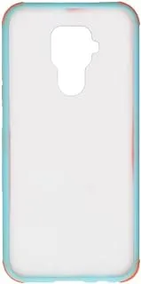 Generic Plastic Phone Case With Silicone Protection Edges And Classic Design For Mate 30 Lite/Nova 5i Pro 6.26 Inch - Light Blue Orange