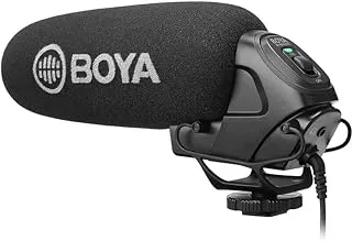 Boya by-bm3030 Microphone Super Cardioid Polar Pattern Containing deliver broadcast Quality Sound With Switchable Stereo And Mono modes for DSLR Cameras - Black