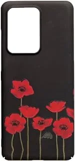 Dragon Plastic Creative Back Phone Protection Case Flowers Print Design With Silicone Safety Edges And 3D Back Print For Samsung Galaxy S11 Plus / S20 Ultra - Black Red