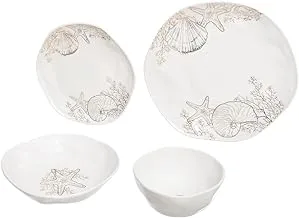 Rosa FM Golden Shell Organic Porcelain Round Dinner Set 24 Pieces - Multi Color