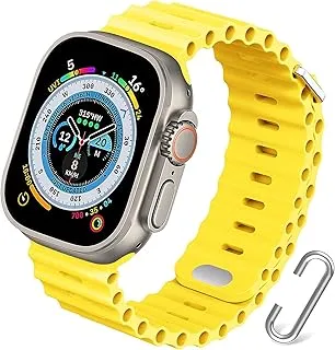 Generic Silicone Hole Wavy Strap Compatible with Apple watch series 8 Ultra 49mm yellow