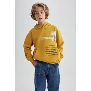 Defacto Boy Knitted Oversize Fit Hooded Long Sleeve Sweat Shirt