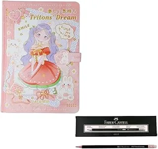 HardCover Tritons' Dream A5 Notebook with Magnetic Lock, Nude & 12-Pieces Faber Castell Pencils 2112 with Eraser