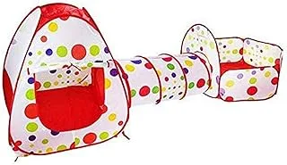 Other Kids Tent with Tunnel Pop-Up Playhouse with Ball Pit and Basket Hoop for Children - Red