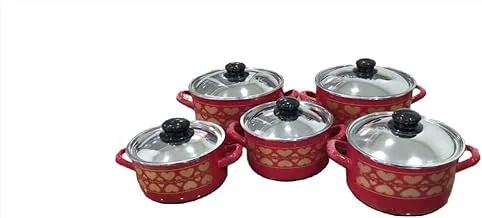 EG- Turk Elgent 10-Piece Pan Set with Stainless Steel Lid, Sizes: 16-18-20-22-24