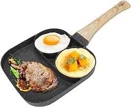 3-Hole Fried Egg Pan, 3-in-1 Breakfast Pan, Omelette Pan with Non-Stick Coating, Split Frying Pan, Aluminium Egg Cooking Pan for Eggs, Bacon, Omelette, Burger, Pancake, Universal