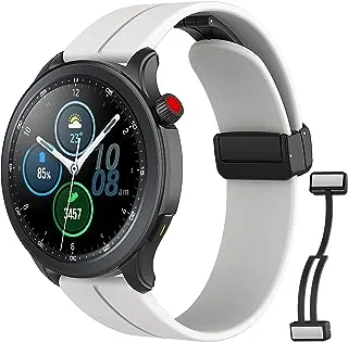 حزام MoKo No Gap متوافق مع ساعة Samsung Galaxy Watch 3 45 ملم/ساعة Galaxy 46 ملم/Gear S3 Frontier/S3 Classic، حزام رياضي بديل قابل للتعديل مع إبزيم مغناطيسي قابل للطي