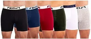 FORMA Cotton Long Boxer Pack of 6 Pieces Assorted Colors for Men, Multi Color, Large