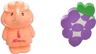 High Qulity Eraser Fruite Shape With Pencil Sharpener Elephent Shape Set Of 2 Pcs For Office,Student - Multi Color