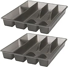 Cutlery Tray, Grey, Drawer Insert. (Set of 2), 31x26 cm (12x10 