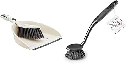 Mery Shovel with Brush, Grey, 23 x 35 cm + Mery Kitchen Brush, Dark Grey, Dimensions: 27 x 6 x 3.8 cm