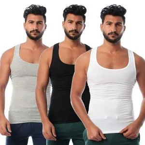 Dice Bundle Of Three Cotton Solid Undershirts