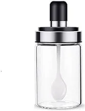 SEMITO Glass Spice Jars With Serving Spoon Lid - 250 ml, Pack of 1, Clear