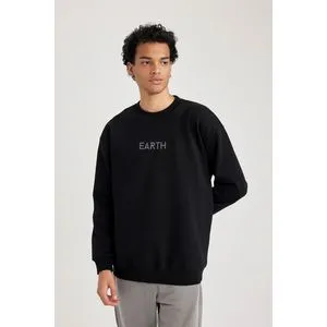 Defacto Man Knitted Boxy Fit Crew Neck Long Sleeve Sweat Shirt