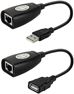 محول USB إلى RJ45، كابل تمديد USB عبر Cat5/5e/6، مجموعة محول RJ45، كابل محول شبكة موسع، سلكي، مثالي للاستخدام مع كاميرات USB والطابعات وكاميرات الويب وملحقات لوحة المفاتيح والماوس والمزيد