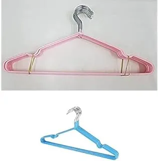 Silicone Coated Stainless Steel Clothes Hanger - 10 Pieces - Assorted Color + Iknow non-slip metal adult shirt trouser coat hook hanger sky blue - 10 pieces