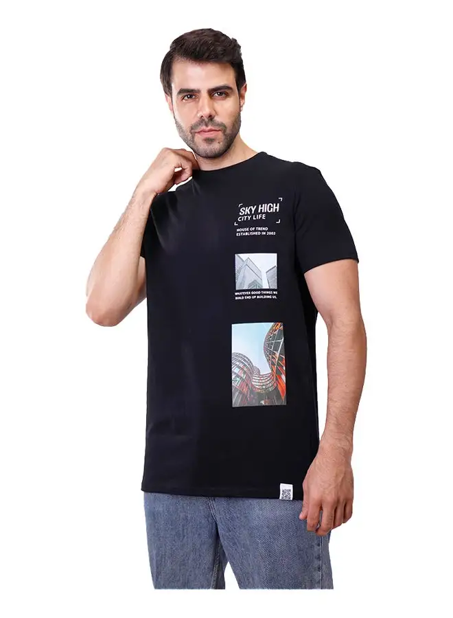 Coup Coup Regular Fit Printed T-Shirt For Men Color Black