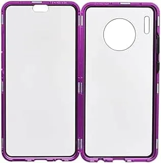 Generic Tempered Glass Strong Magnetic Two Face Case With Metal Frame And Anti Scratch For Huawei Mate 30 6.62 Inch - Purple Black