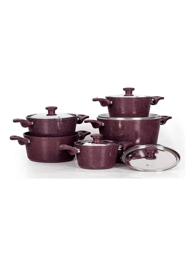 Top Chef Granite 10 Pieces Set Burgundy 28cm