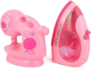 Mini family sewing machine and iron set toy for kids